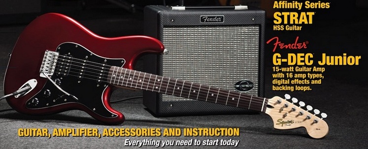 Squier Affinity Strat HSS with Fender G-DEC Junior Metallic Red